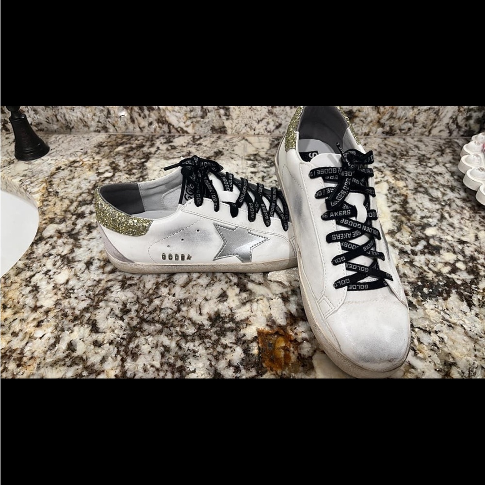 Golden Goose style sneakers. Size 8.5. Only worn once!